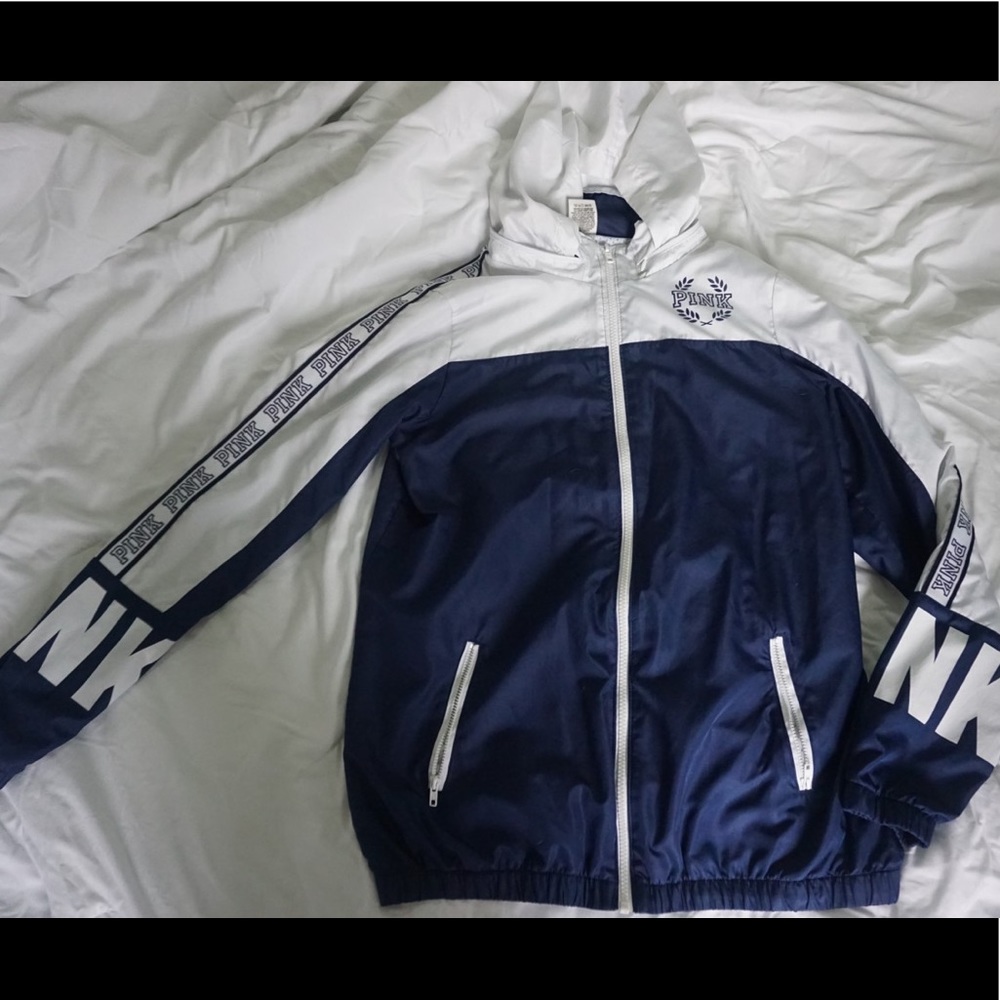 Blue and White PINK Windbreaker Jacket!